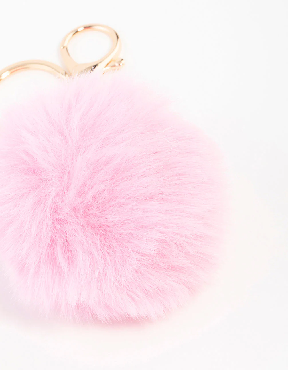 Pink Pom Pom Fabric Keychain - Image 2