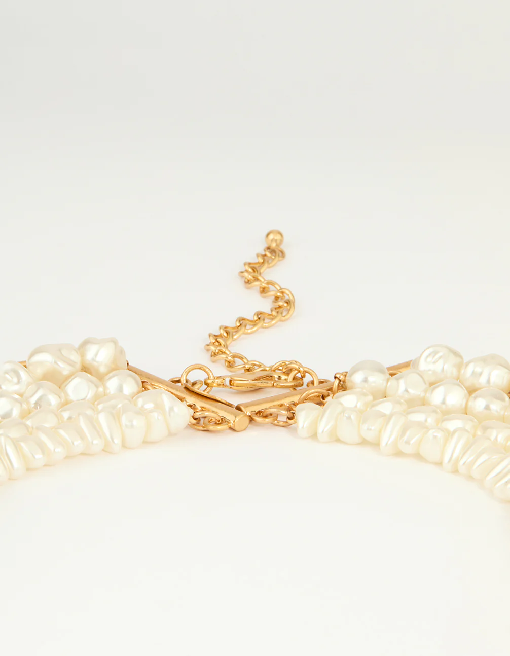 Worn Gold Pearl Layered Chain Necklace - Image 3