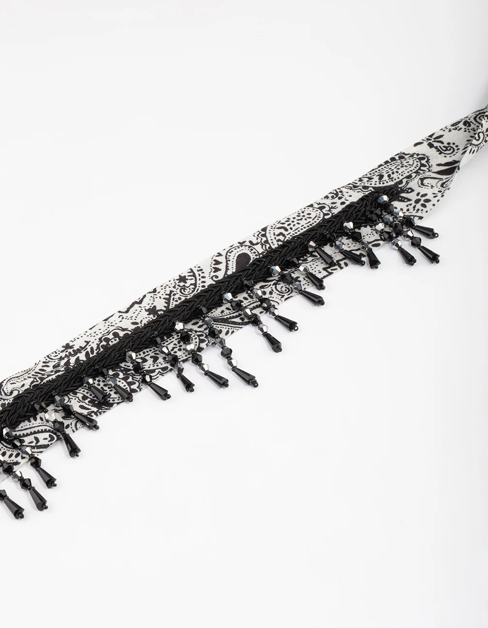 Fabric Paisley Bead Fringe Necklace - Image 2