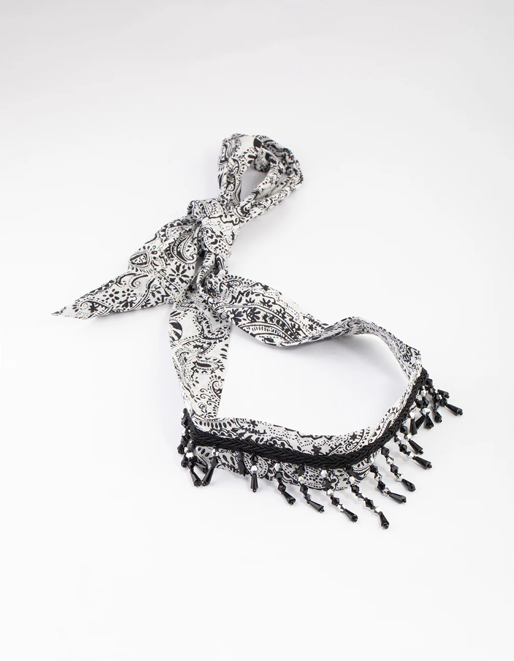 Fabric Paisley Bead Fringe Necklace - Image 3