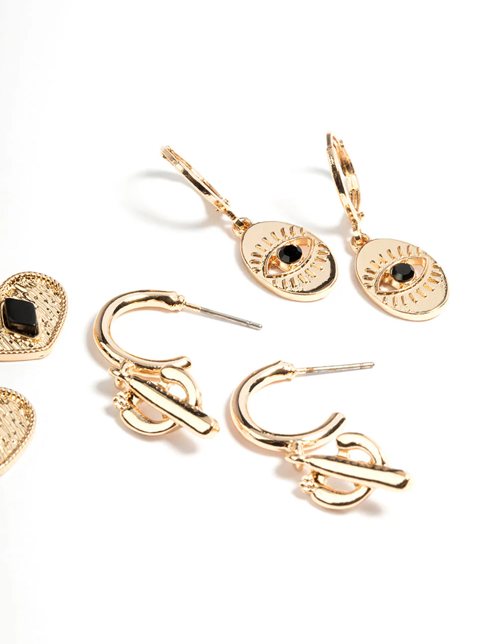 Gold Jet Cactus Earrings Set - Image 3