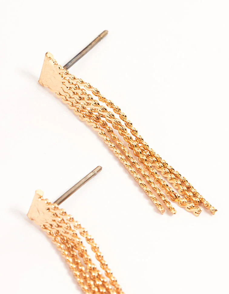 Gold Mini Tassel Earrings - Image 3