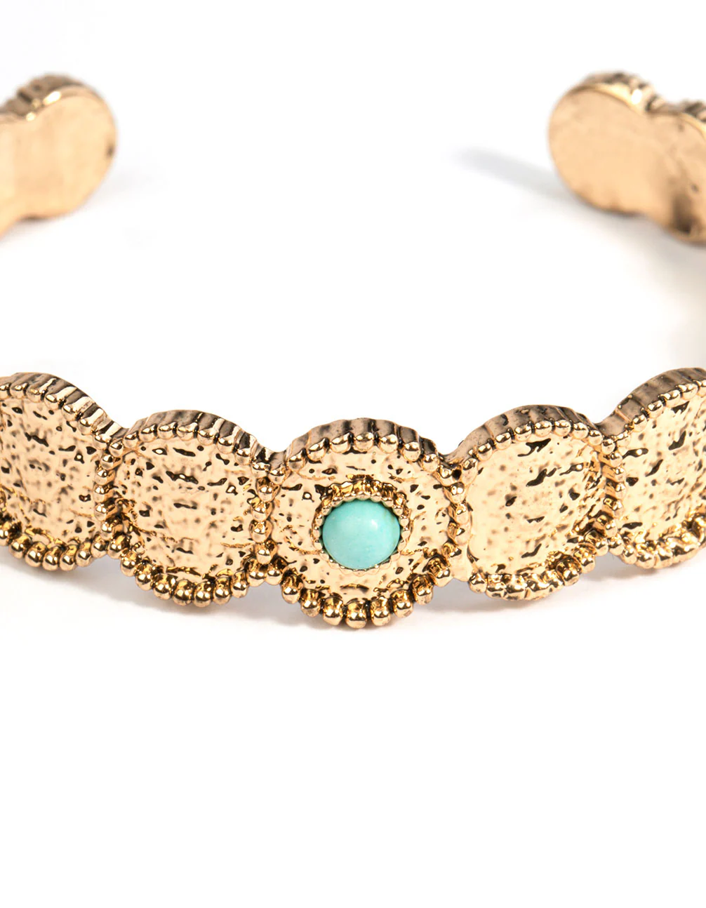 Gold Rounded Turqouise Bangle - Image 2