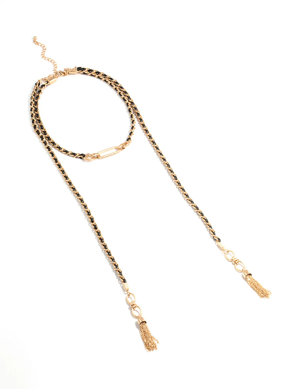 Gold Tassel Chain Wrap Necklace - Image 2