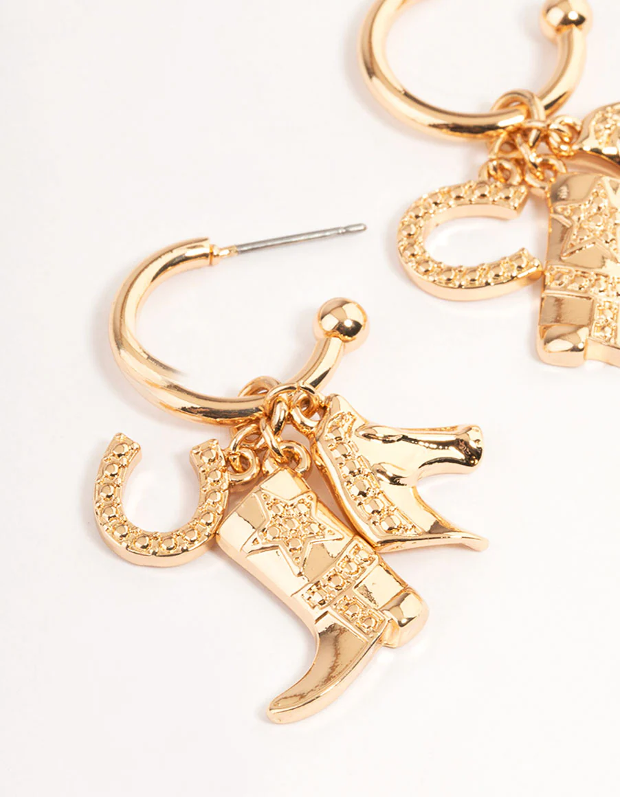 Gold Western Boot Earrings - Image 2