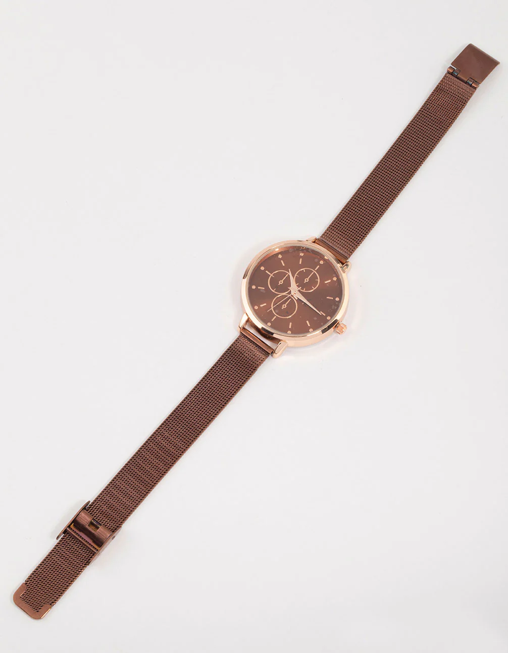 Brown Pearlised Sandblast Mesh Watch - Image 2