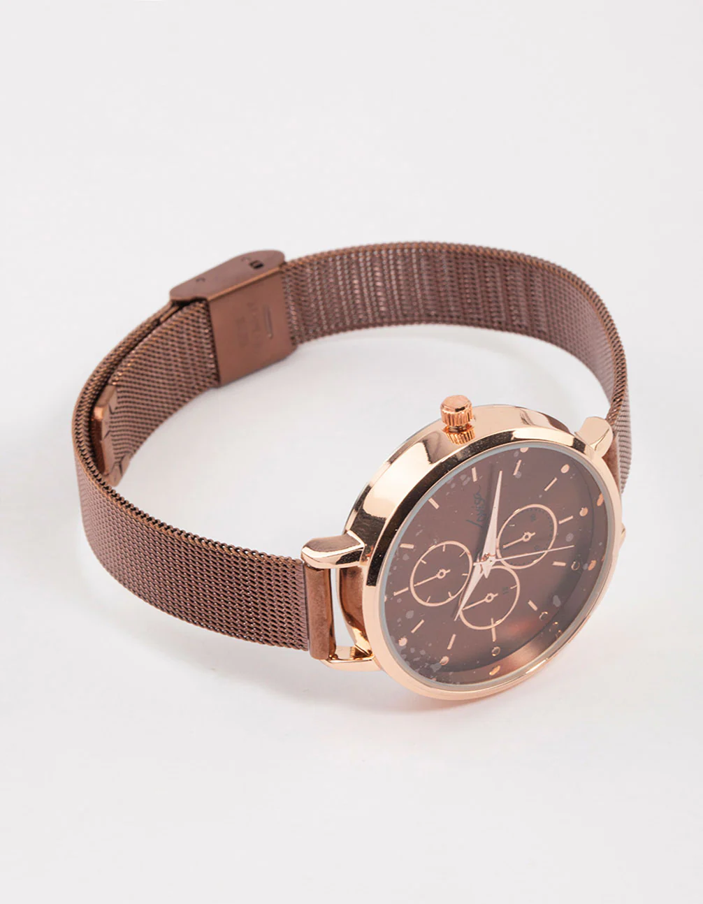 Brown Pearlised Sandblast Mesh Watch - Image 3
