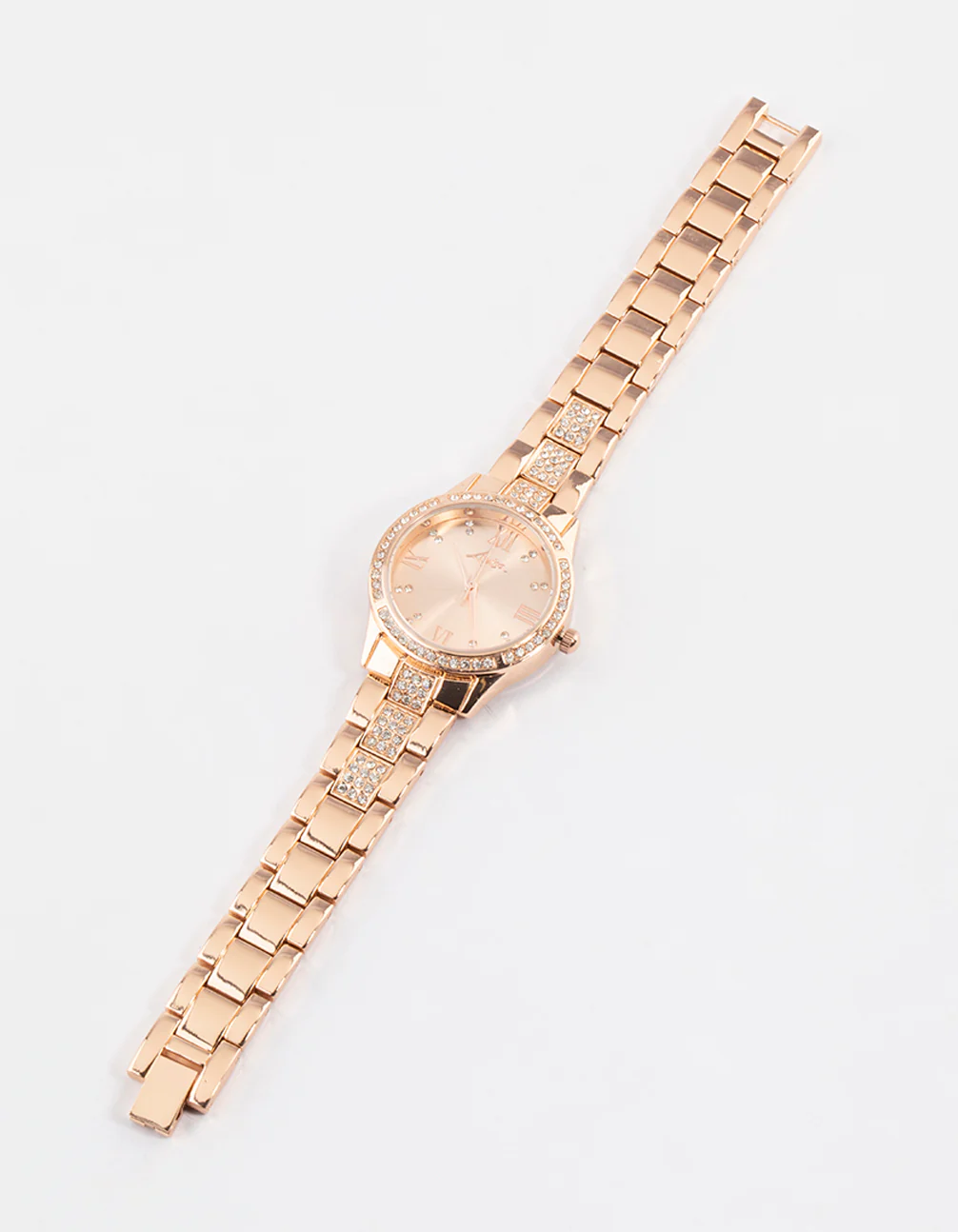 Rose Gold Diamante Detailed Link Watch - Image 2