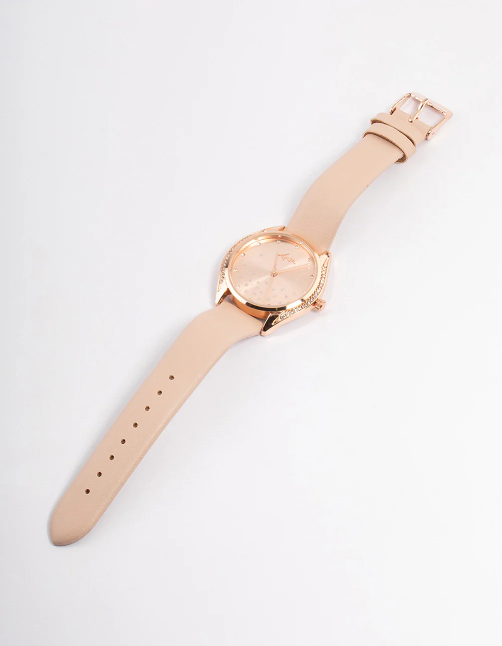 Rose Gold Diamante Scatter Faux Leather Watch - Image 2