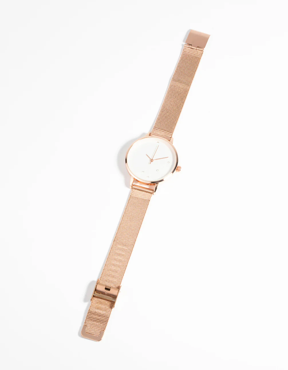 Rose Gold Flower Diamante Mesh Watch - Image 2