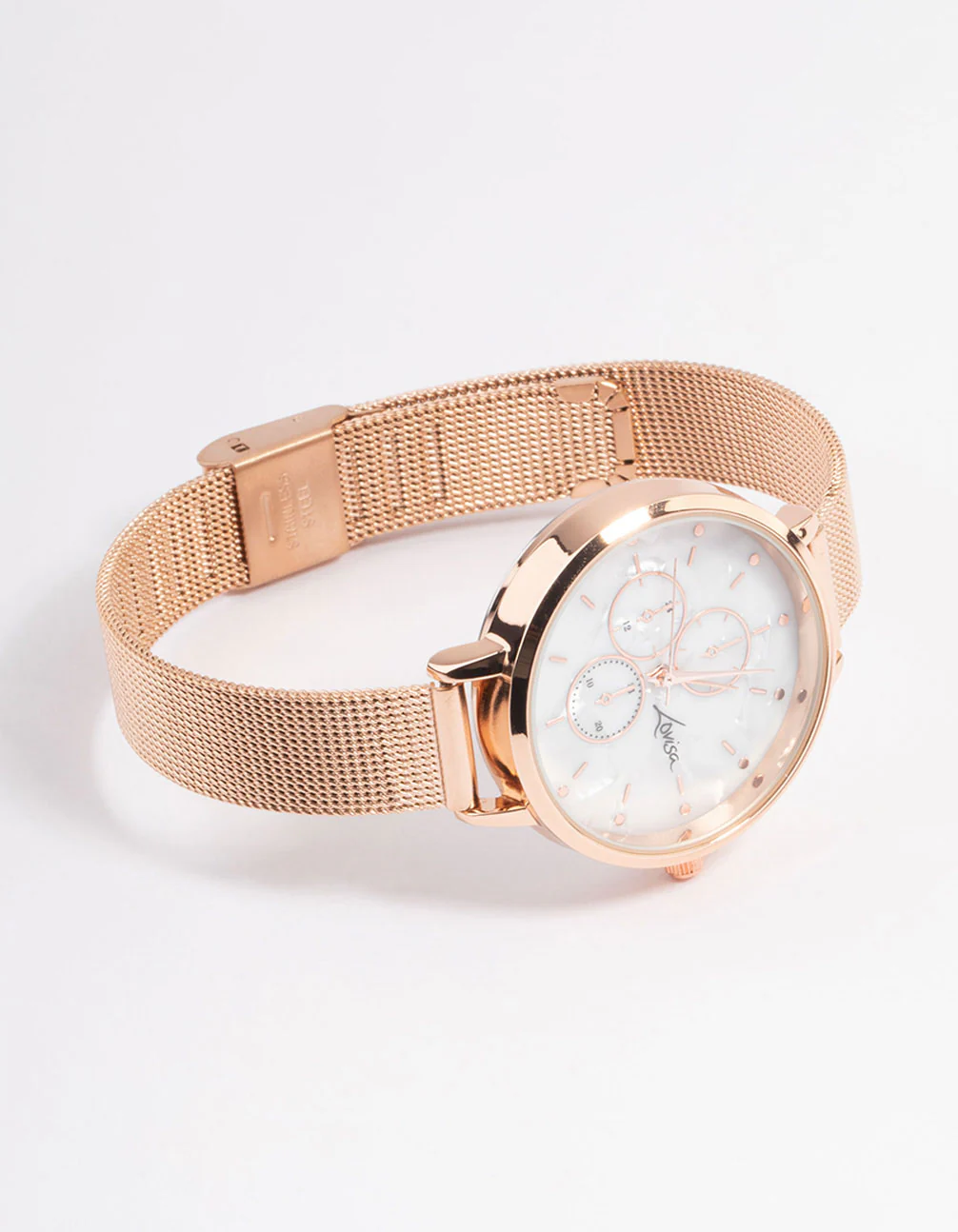 Rose Gold Subdial Mesh Watch - Image 3