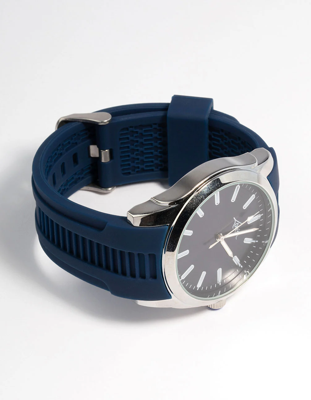 Rhodium Silicone Large Sports Watch - Image 3