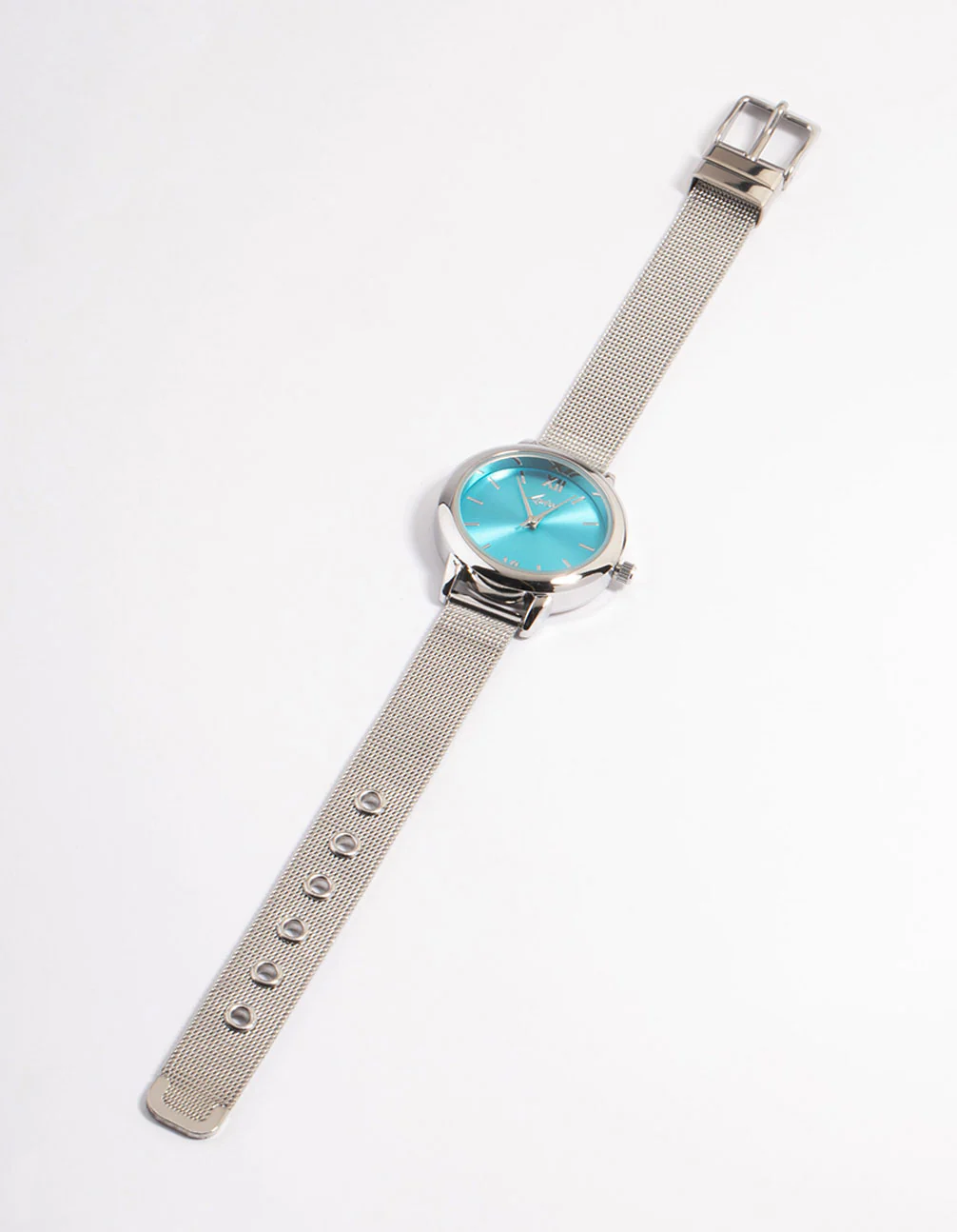 Silver Sun Ray Medium Mesh Blue Watch - Image 2