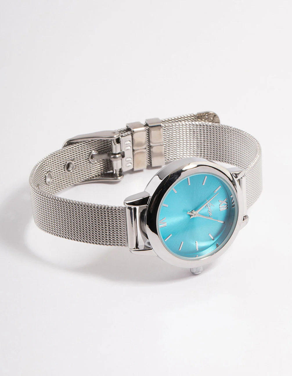 Silver Sun Ray Medium Mesh Blue Watch - Image 3