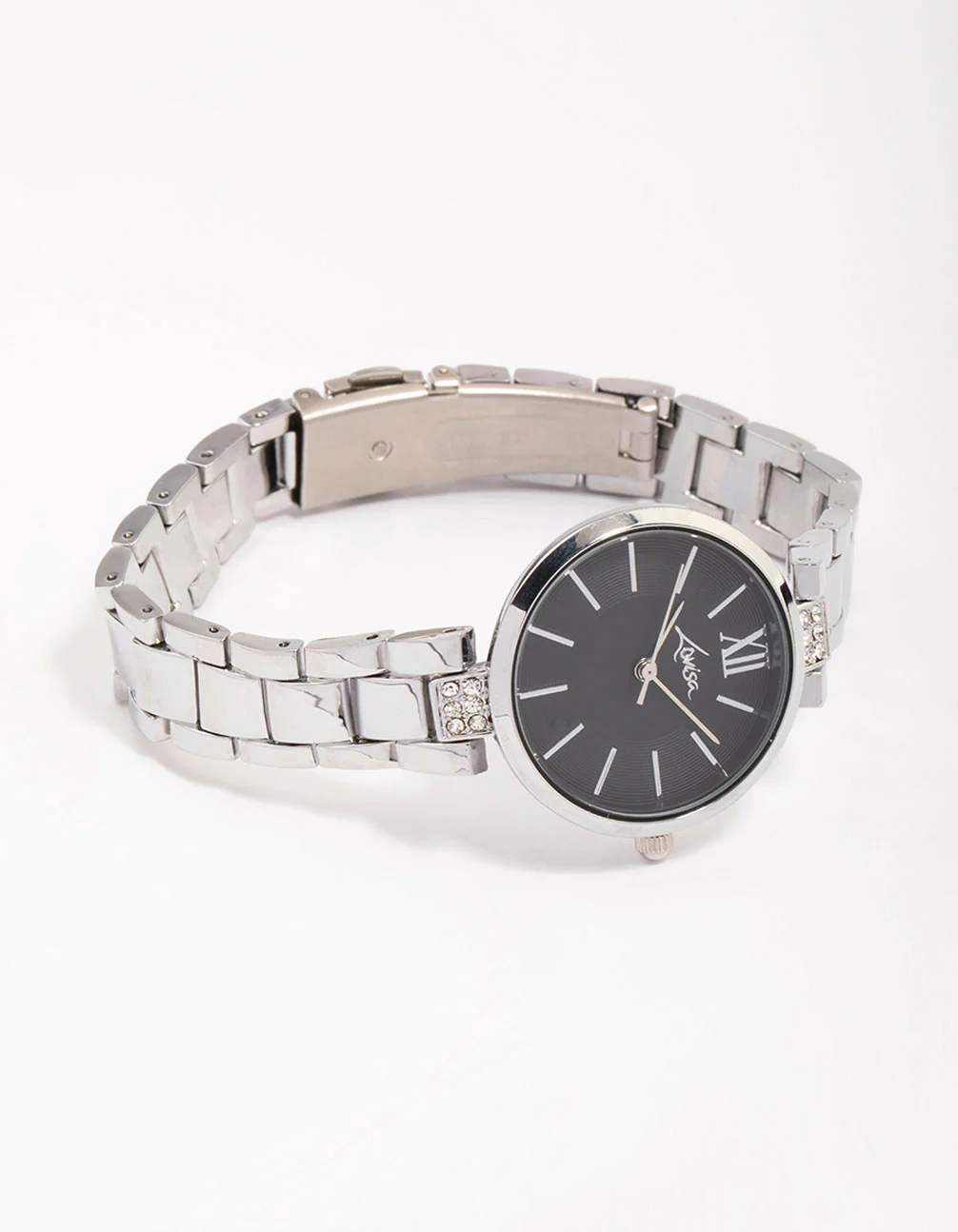 Silver Double Row Diamante Watch - Image 3
