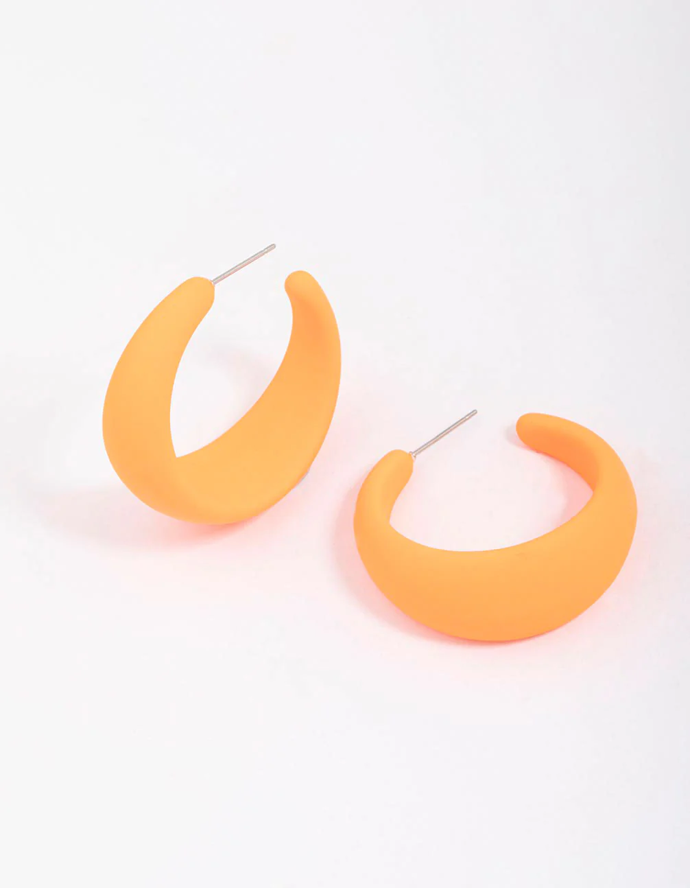 Orange Rubber Wide Hoop Earrings