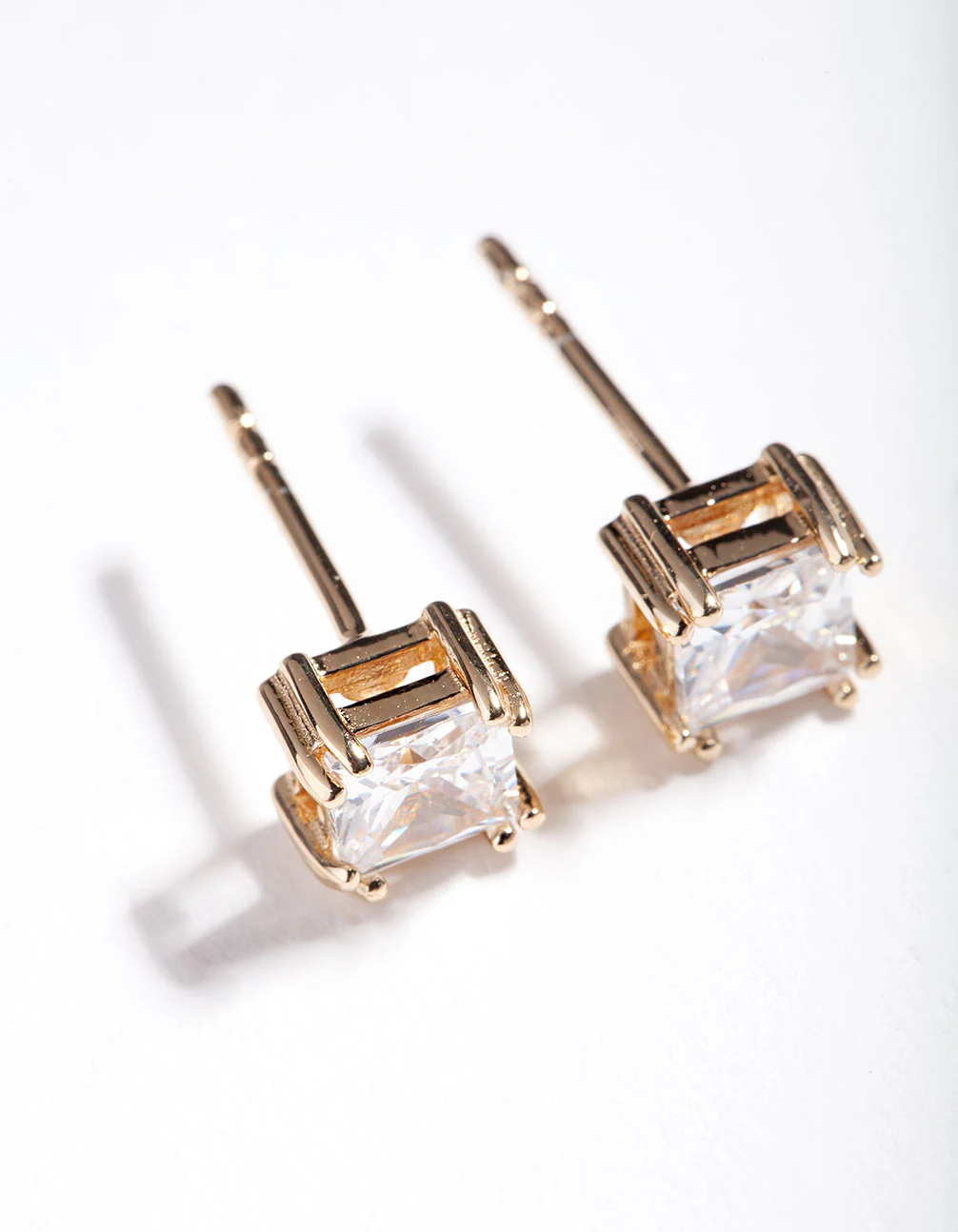 Gold Plated Sterling Silver 1 Carat Princess Stud Earrings - Image 3