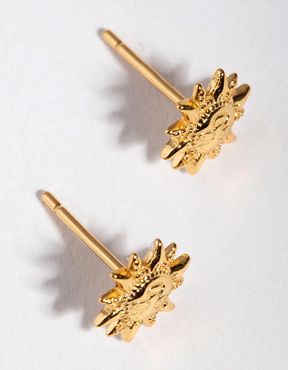 Gold Plated Sterling Silver Boho Sun Stud Earrings - Image 3