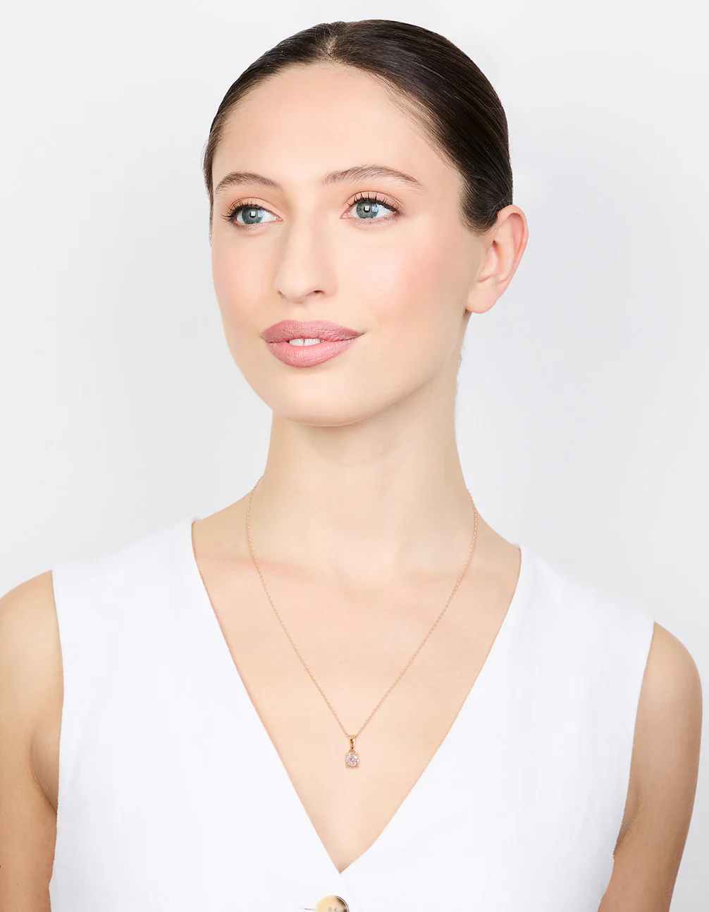 Gold Plated Sterling Silver Cubic Zirconia 1/2 Carat Bale Necklace - Image 3