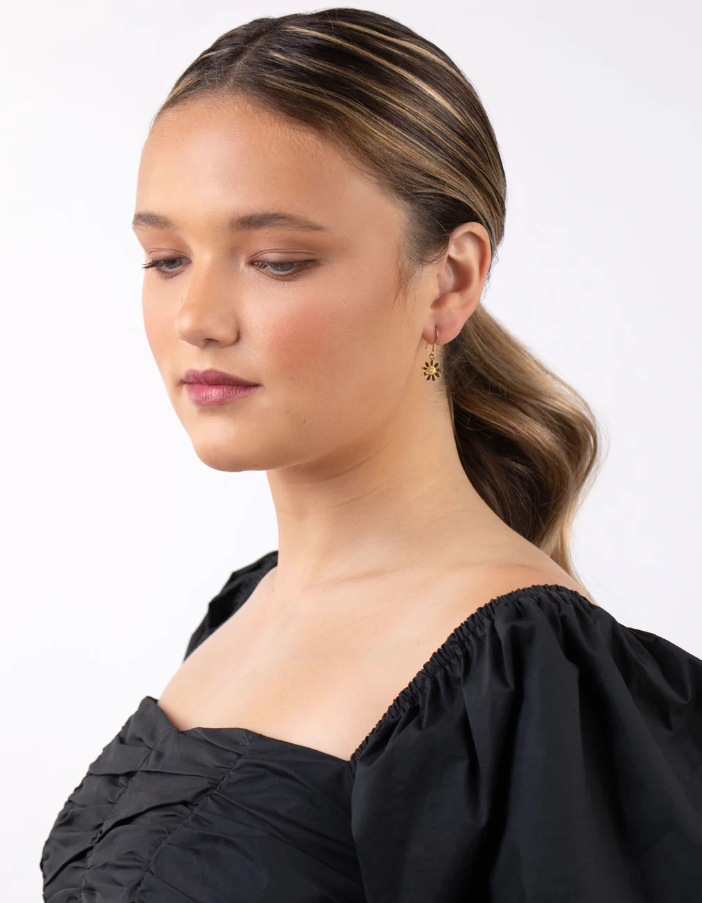 Gold Plated Sterling Silver Daisy Drop Earrings - Image 2