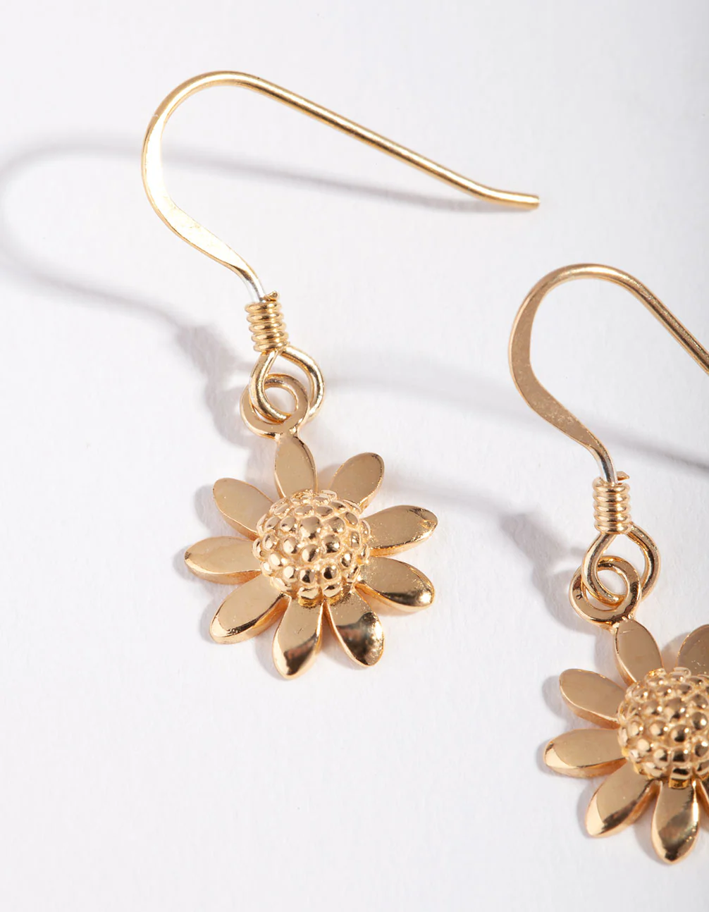 Gold Plated Sterling Silver Daisy Drop Earrings - Image 3
