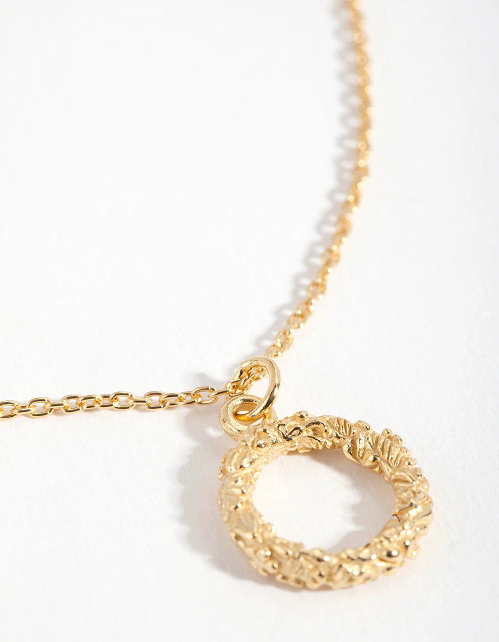Gold Plated Sterling Silver Floral Open Circle Necklace - Image 5