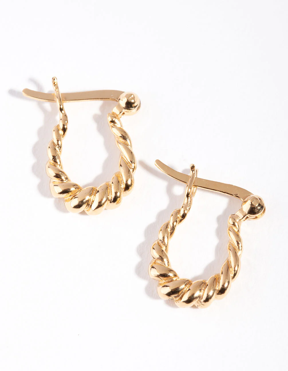 Gold Plated Sterling Silver Mini Twist Creole Hoop Earrings - Image 3