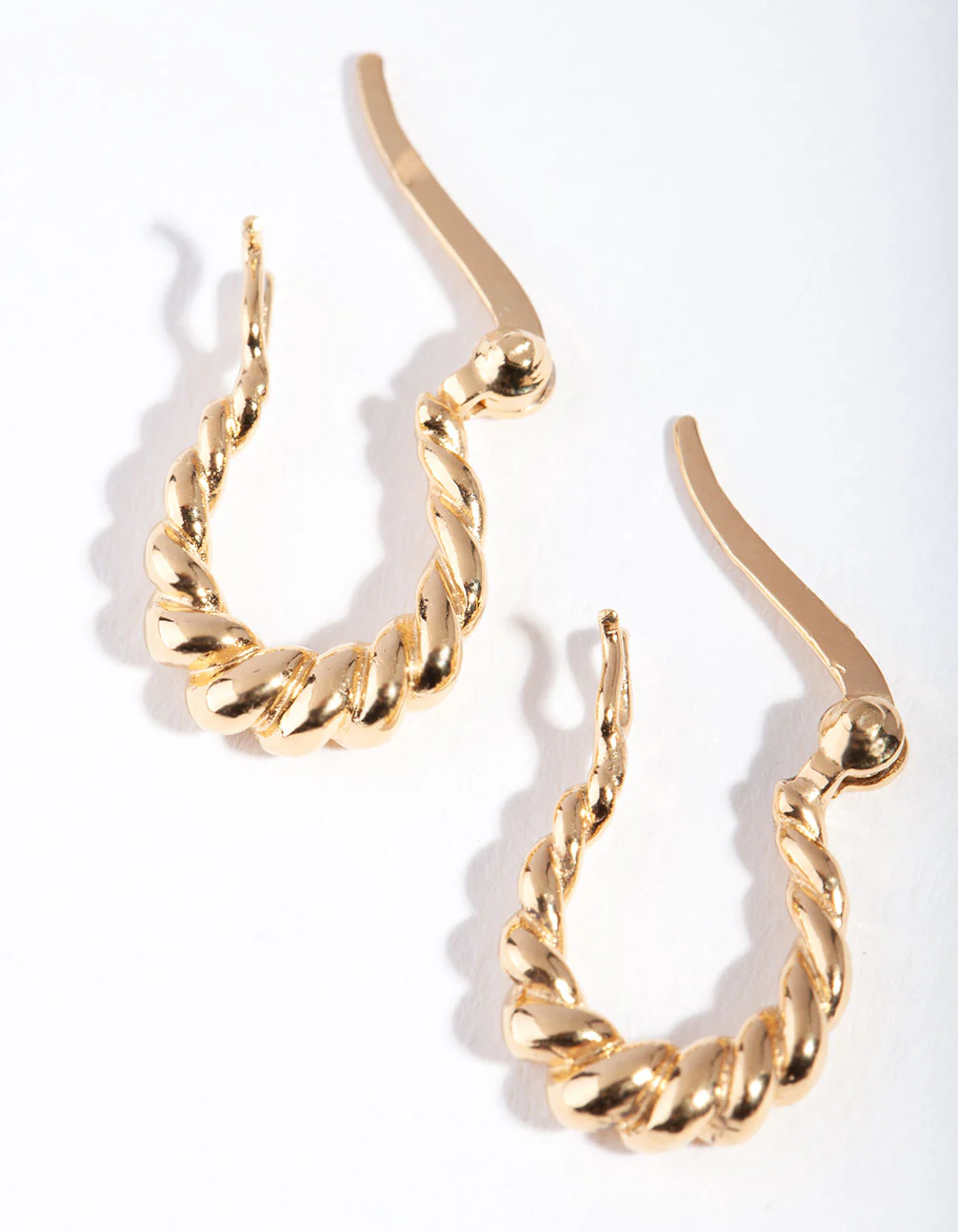 Gold Plated Sterling Silver Mini Twist Creole Hoop Earrings - Image 4