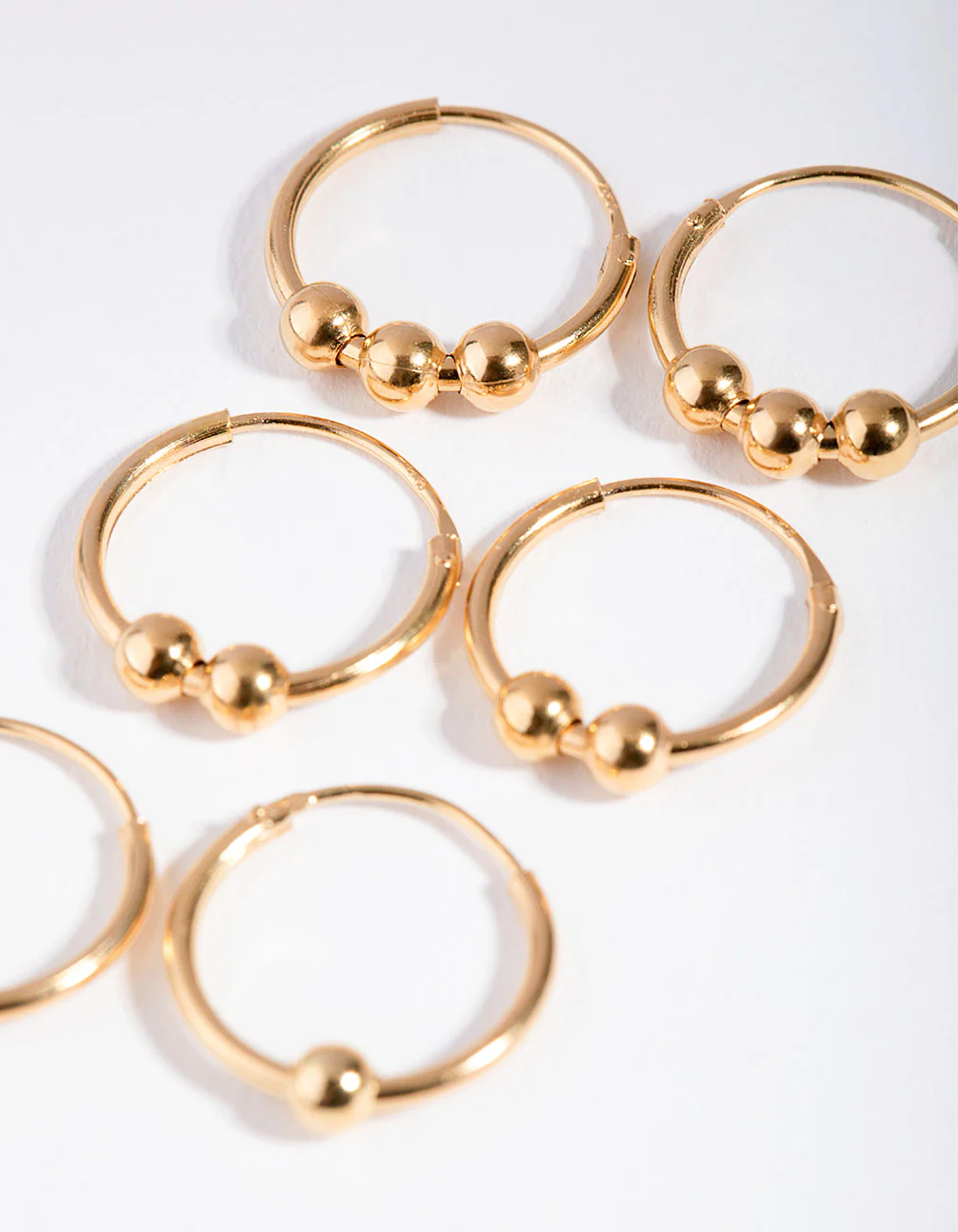 Gold Plated Sterling Silver Multi Ball Hoop Pack Earring - Image 3