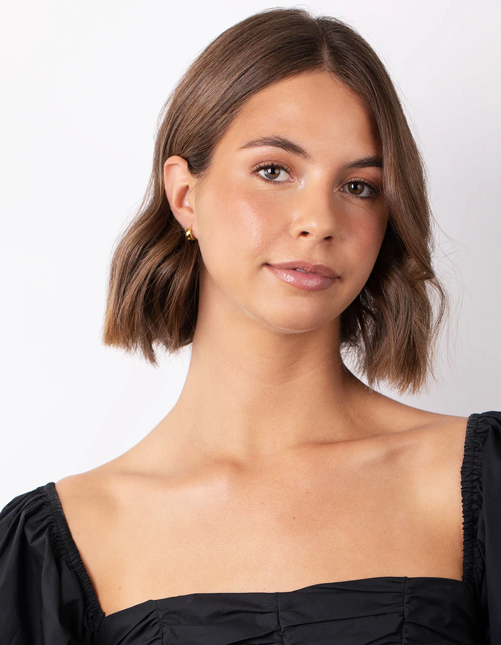 Gold Plated Sterling Silver Oval Huggie Hoop Earrings - Image 5