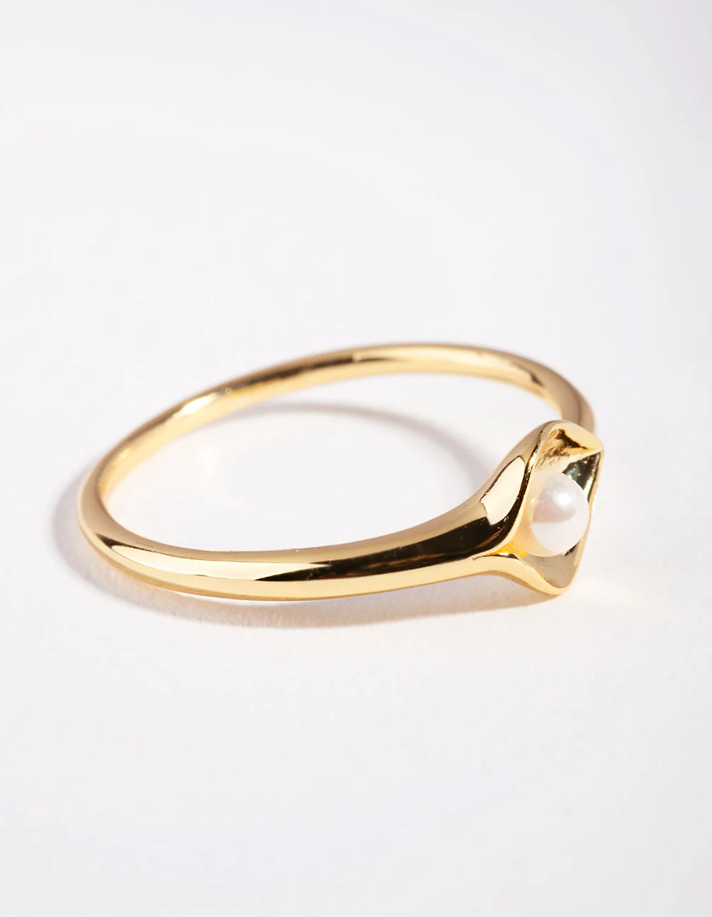 Gold Plated Sterling Silver Pearl Cup Ring - Image 2